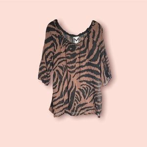 Vintage sheer black and brown silk blouse